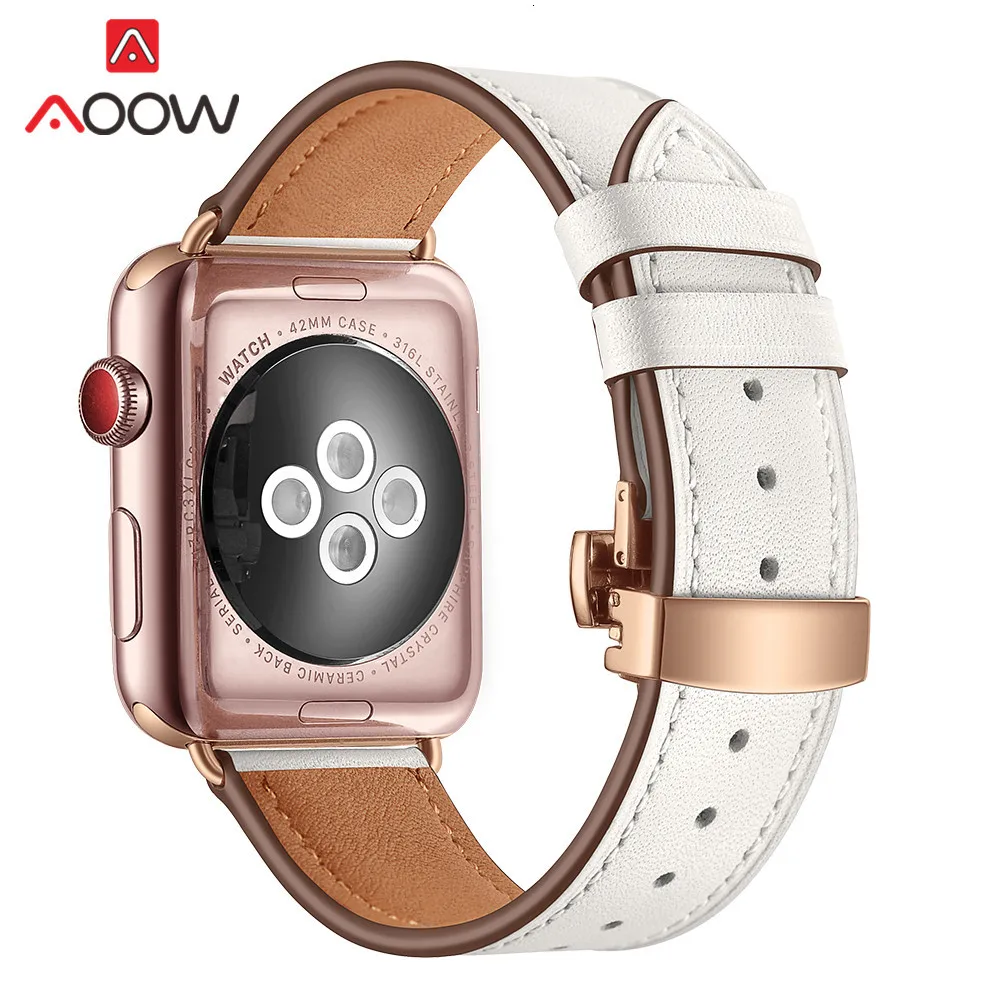 Ремешок для часов из натуральной коровьей кожи для Apple Watch 40 мм 44 мм 38 мм 42 мм 4 iwatch роскошный браслет из розового золота с бабочкой