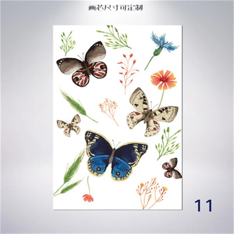 Красочные абстрактные животные Кит Рыба Бабочка синяя Гора перо олень лес