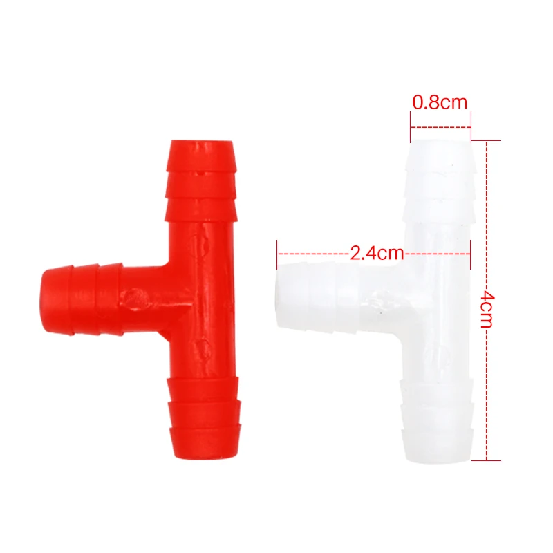 100Pcs Nipple Drinker Tee Tube Connector Diameter 8mm Plastic Rabbit Chicken Quail Doves Pets Connecting Pipe Farm Equipments - купить по