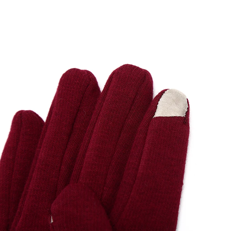 

New Women Touch Screen Driving Gloves Double thick Plush Wrist Winter Female pearl Warm Cashmere Cute Mittens