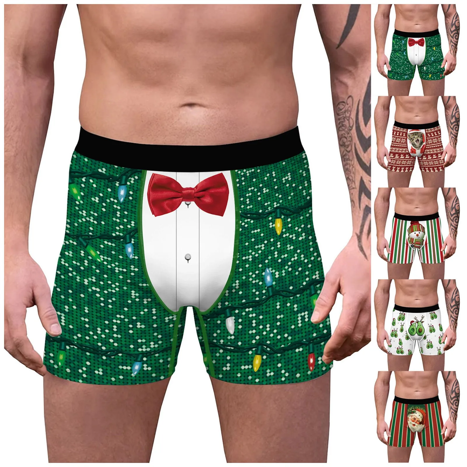 Мужские трусы-боксеры рождественские боксеры с 3D принтом изображением дерева