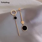 Серьги-гвоздики женские, асимметричные, с металлическим шаром, в южнокорейском стиле, Геометрическая круглая