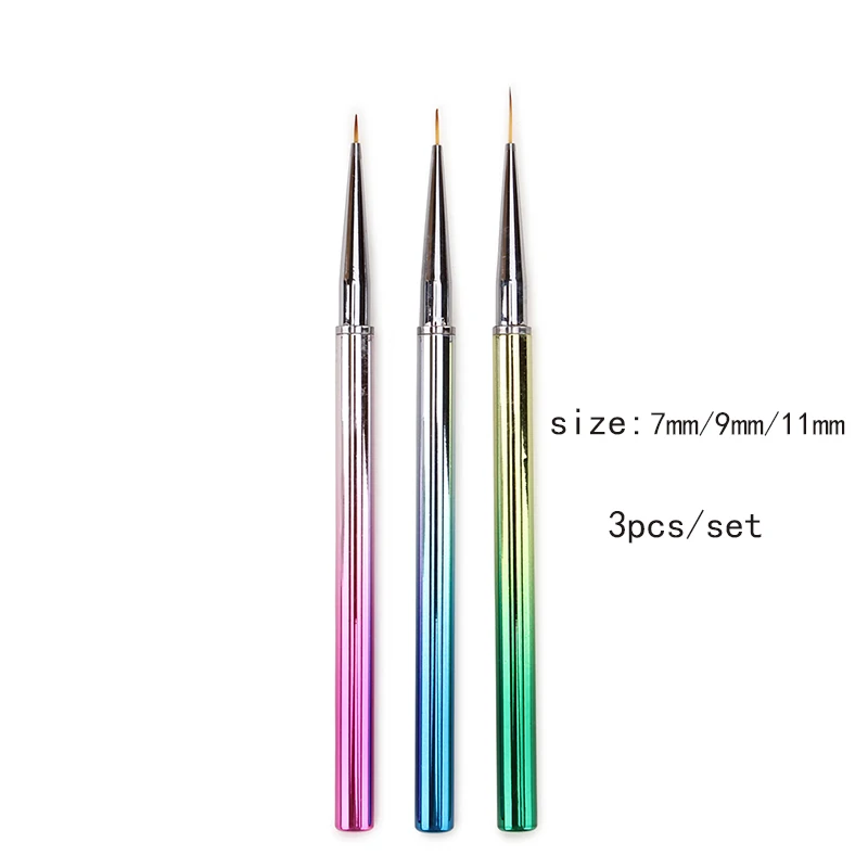 3 шт. дизайн ногтей ручка с кисточкой покрытие Ручка-лайнер в полоску Цветочный