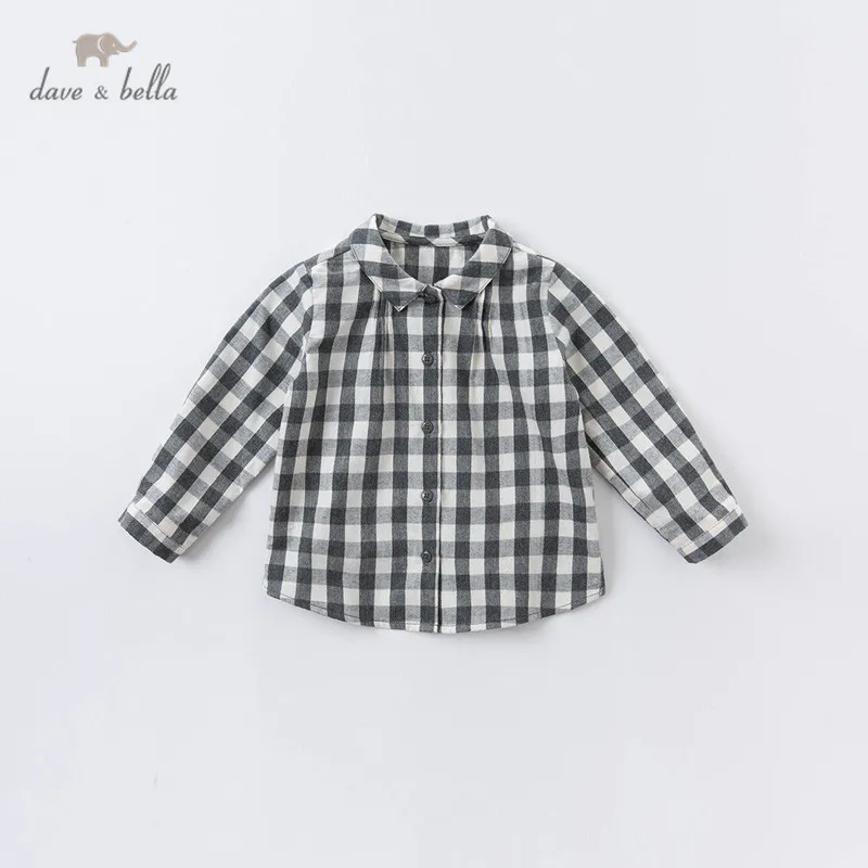 

Осенняя клетчатая рубашка для маленьких девочек DB16149 с принтом dave bella, топы для младенцев, детская одежда высокого качества