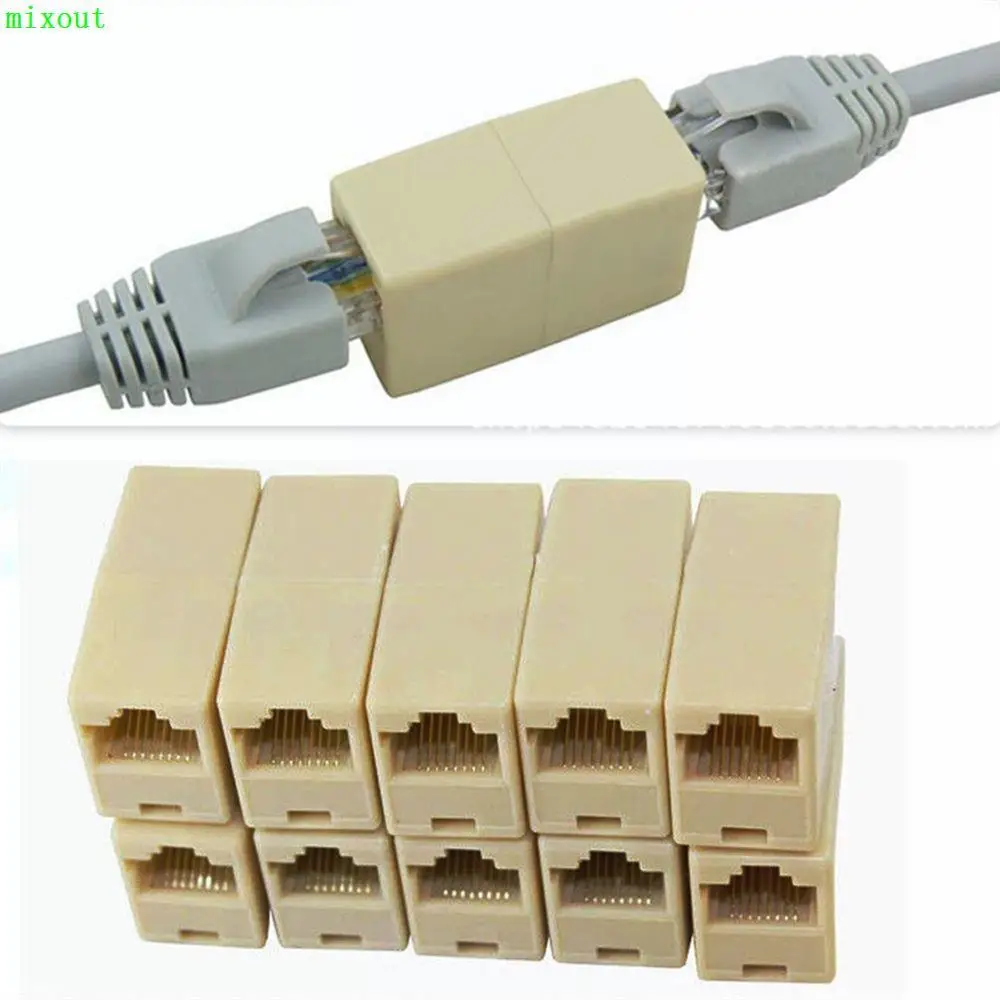 

10PC Network Ethernet Dual Straight Head Lan Cable Joiner Coupler RJ45 CAT 5 5E 6 6a Extender Plug Network Cable Connectors