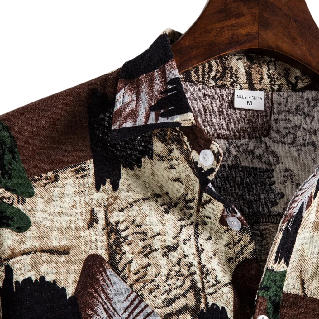 Новинка горячая Распродажа мужская рубашка с принтом Мужская льняная