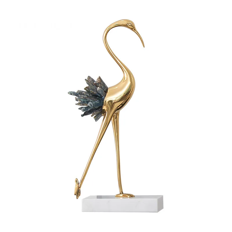 

Modern light luxury crystal copper crane animal decoration Home decoration accessories Living room soft TV cabinet wine cabinet