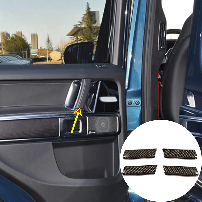

For Mercedes-Benz G-Class G500 G63 2019-20 Car Inner Handle Decoration Cover Stickers Real Carbon Fiber Car Interior Accessories