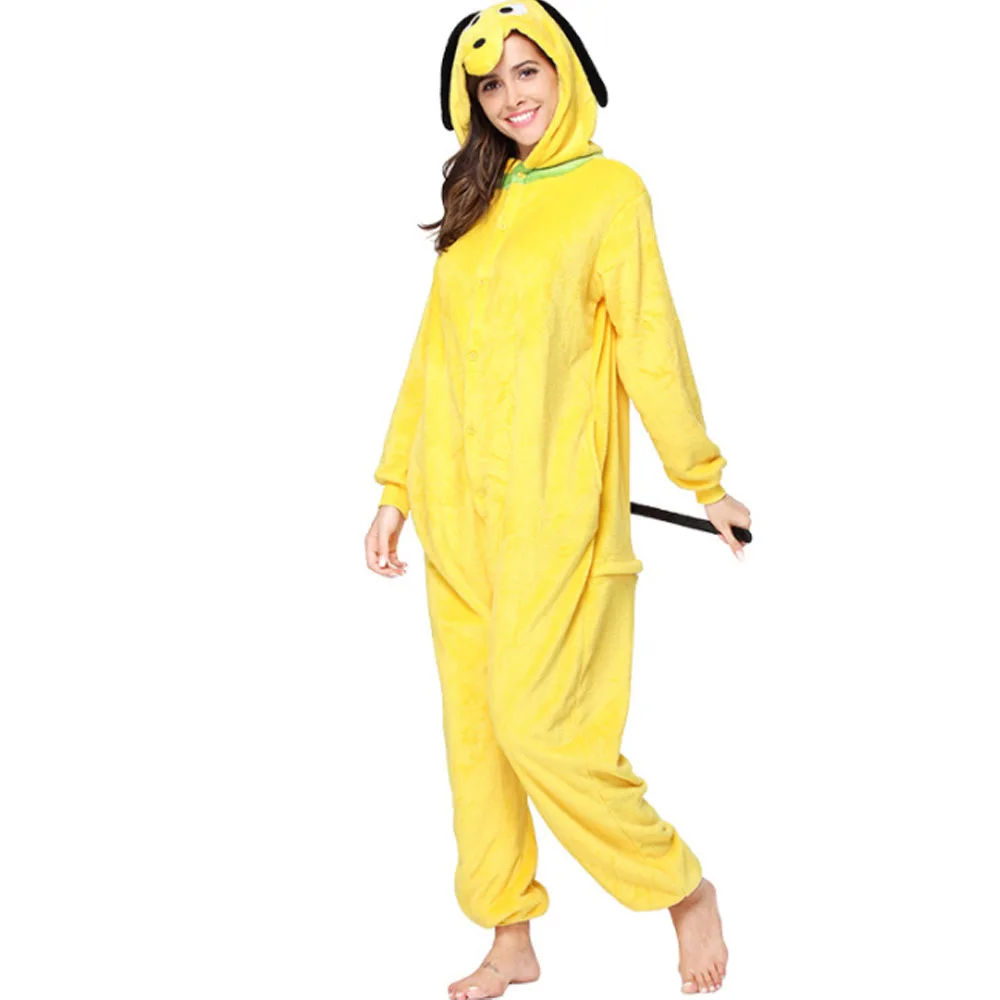 Комбинезон для взрослых милая Слитная Пижама с изображением желтой собаки