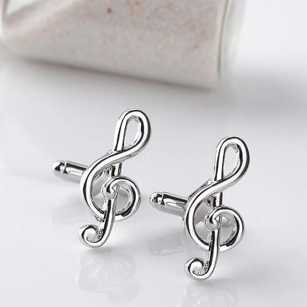

Male Cufflinks Silver Plated Music Notation Shape Alloy Fashion Men Cufflinks for Party