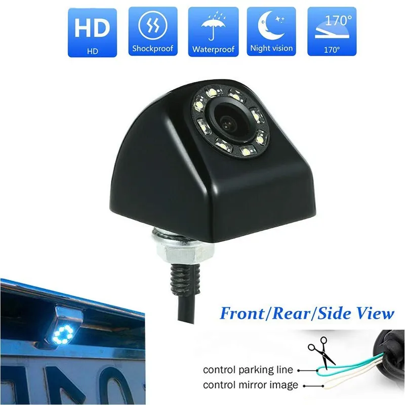 

170 камера заднего вида для автомобиля 8 светодиодный парковочная камера заднего вида ночного видения HD видео объектив водонепроницаемое цв...