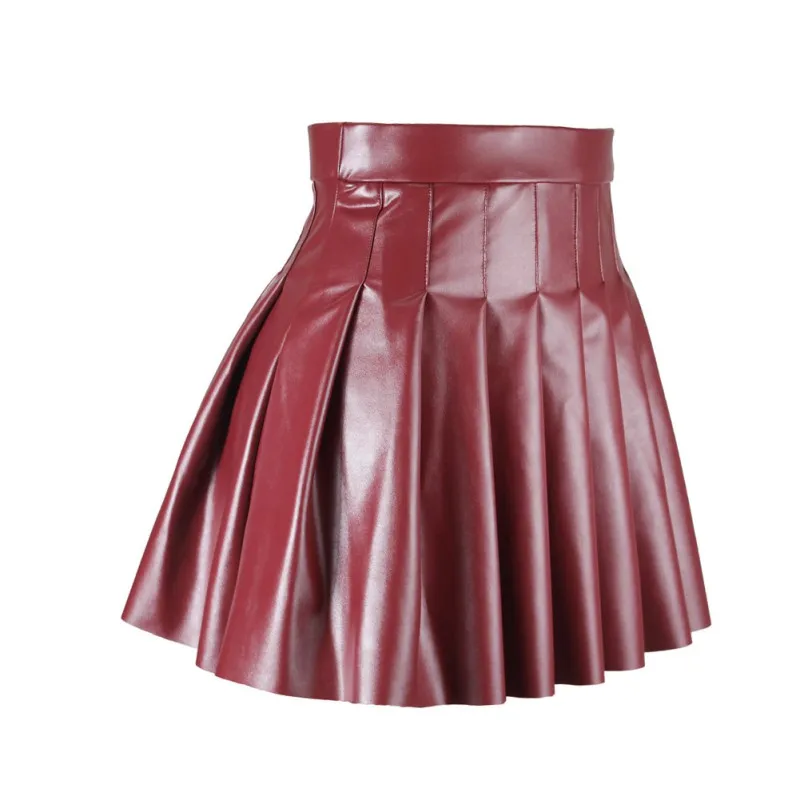 

Women's Summer Sexy PU Pleated Skirt Summer Sexy Short Skirt Elegant High Waist Half-length Skirt