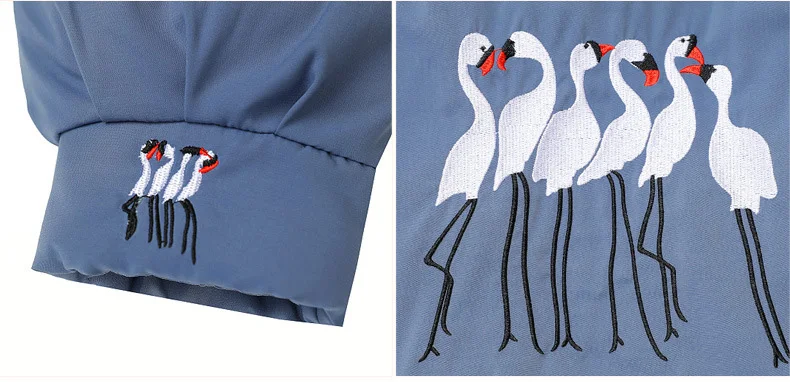 

Korean Long Cotton-padded Coat Women 2020 Winter New Fashion Embroidery Coat Ladies Color Matching Plus Size Women's Coat L812