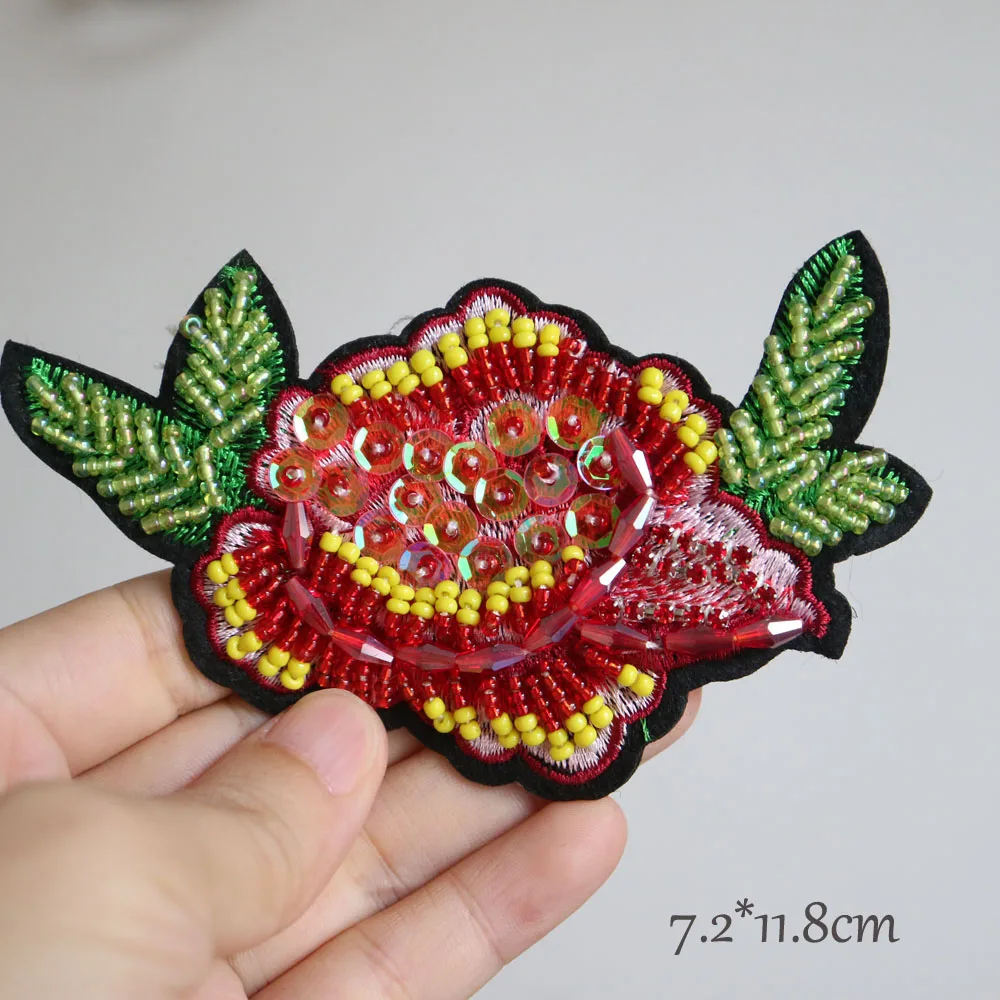 

Fashion DIY flower beaded Patches for clothing Embroidery Sequins sew on floral patches for bags decorative parches applique