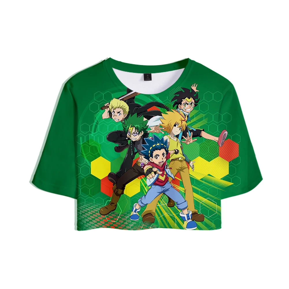 

Beyblade Burst Evolution 3D Printed Women Crop Tops Sexy Summer Short Sleeve T-shirt 2020 Casual Streetwear Girls T shirt