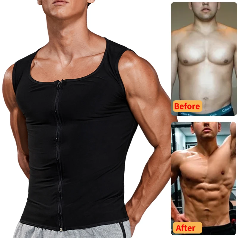 

Men Waist Trainer Abdomen Slimming Body Shaper Belly Compression Shirt Sauna Suit Weight Loss Shapewear Girdle Sweat Trimmer