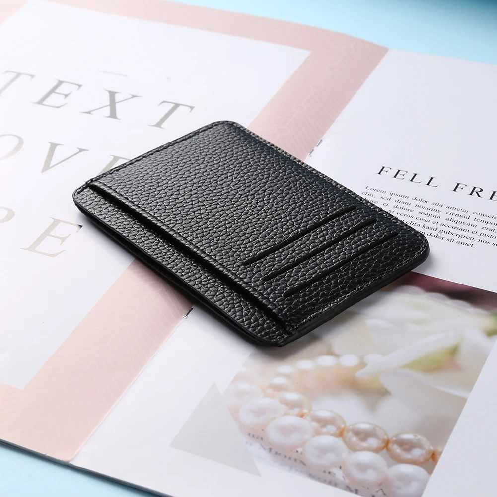 

Mini Coin Purse Casual Ladies Retro Men Litchee Pattern Solid Color PU Card Case Coin Purse Card Bag for Men