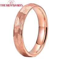 rose gold 4mm tungsten carbide wedding band for women hammered domed brushed finish comfort fit