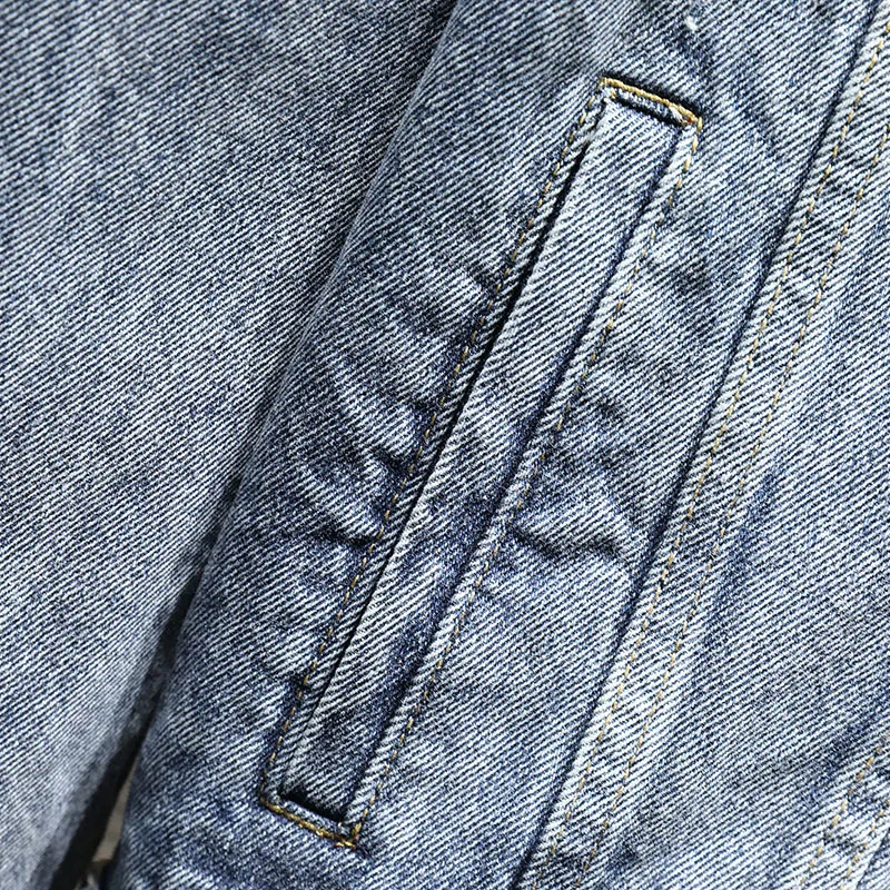

Casual Korean Autumn new style trend blue washed men's slim fit Jacket Top denim coat