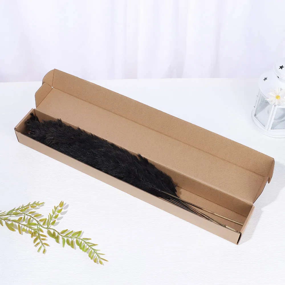 

5Pcs Black Natural Dried Flower Pampas Grass Reed Flower Bunch Plant Stems DIY Craft Wedding Party Home Decor Supplies 18 inch