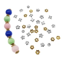 bead end caps 6mm mixed flower shape hollow out gold silver metal bead hat for making jewelry bracelet anklet diy accessories