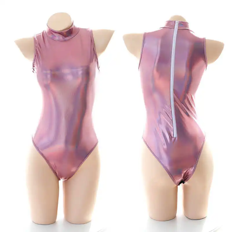 

New Fee Et Moi Sexy Lingerie Sexy Colorful Coating Hidden Hook Open-End Temptation High Collar High Fork Jumpsuit for Women