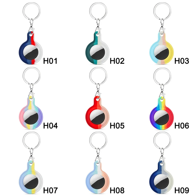 

Rainbow Short Silicone Protective Sleeve For Airtag Liquid Protective Sleeve For Apple Locator Tracker Anti-lost Device Keychain