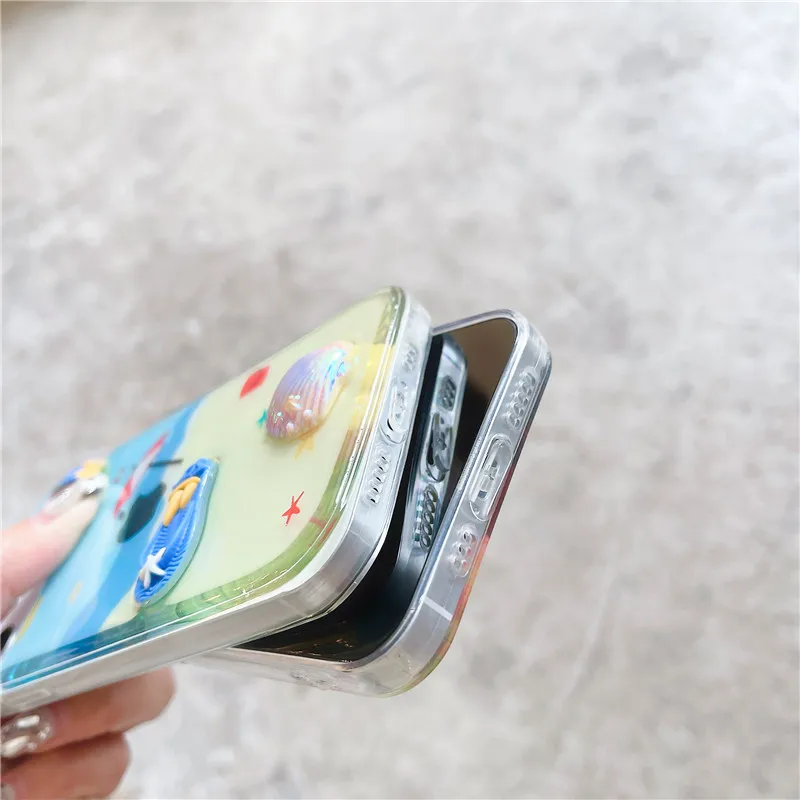 

Cute Three-dimensional Marine Life Phone Case For iPhone 12 11 Pro Max X XR XS Max 7 8 Plus Back Cover Funda