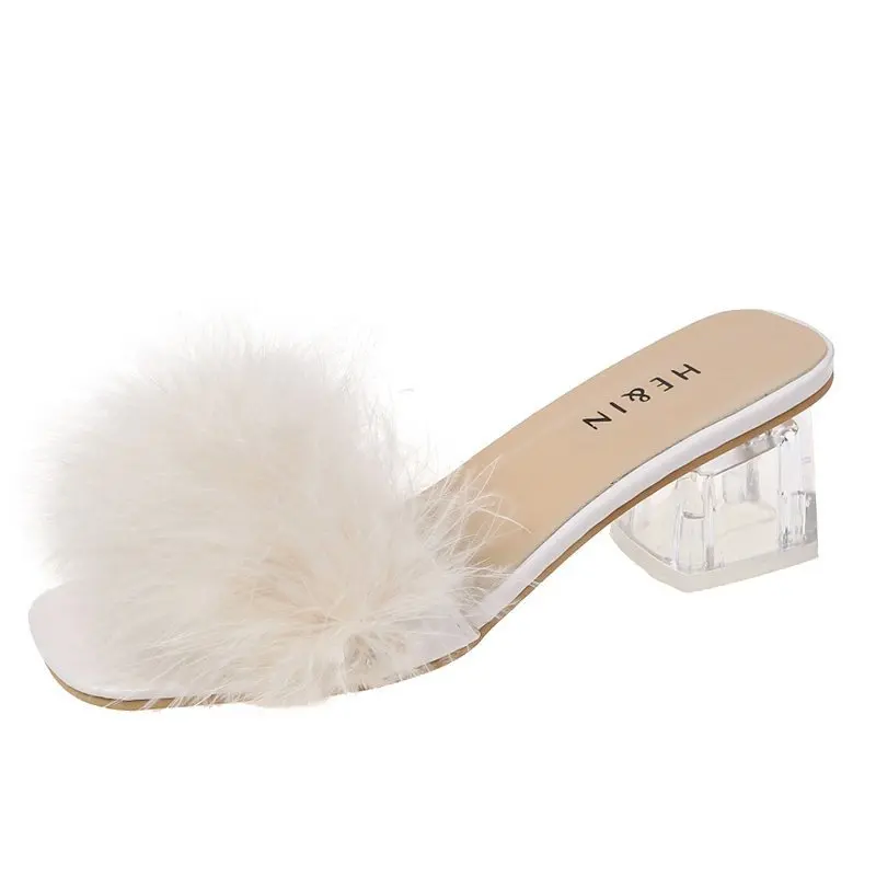 

Shoes Home Slippers Women's Slides Heeled Mules Pantofle Pointed Toe Fashion Low Rubber Flip Flops Massage High 2021 Summer Luxu