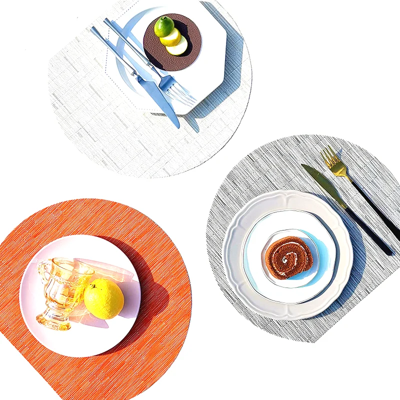 

6Pcs Place Mats Tableware Pad Placemat Table Mat Spun Polyester Kitchen Decoration Coffee Table New Kitchen Accessories Pad