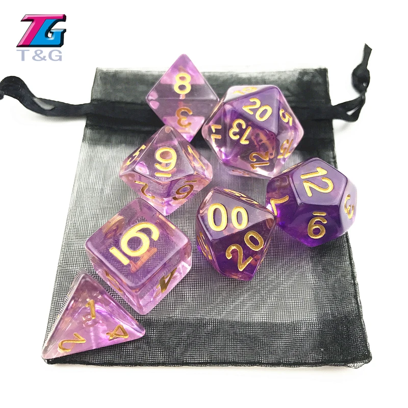 Новинка! 7 шт./компл. Новые кости полигедрал туманность игра DnD plus сумка d4 d6 d8 d10 d12 d20