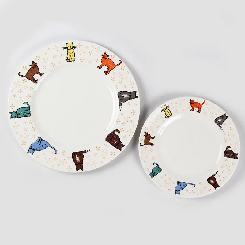 

British Fine Bone China Hound Dessert Plates Royal Quality Tableware Creative Western Dish Steak Salad Fruit Plate Large Disc