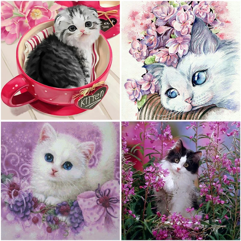 

5D Diamond Painting Cat Animal Full Square Round Resin Diamond Embroidery Cross Stitch Diamond Mosaic Rhinestones Handmade Gift