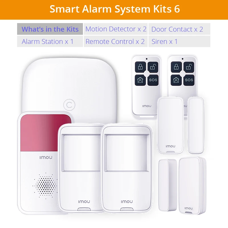 Alarm System Kits6 Dahua Imou умная сигнализация с сигнализацией детектор движения дверной контакт сирена дистанционное управление Умный дом решение безопасности - Цвет: Alarm System Kits6