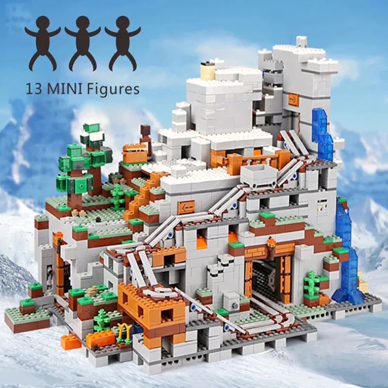 With 13 MINI Figures Building Blocks Bricks The Mountain Cave My World Educational Toys 76010 Birthday Gifts Compatible 21137