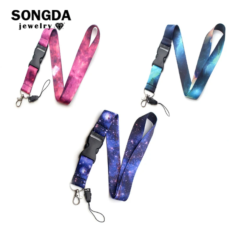 

Starry Night Sky Lanyard Sea of Clouds Galaxy Colourful Webbing Design Keycord Mobile Phone Bus ID Card Neck Strap Accessories