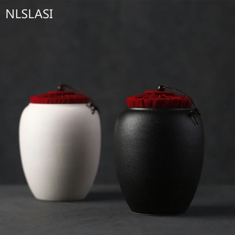 

NLSLASI Retro porcelain tea can Large capacity 820ml Portable Sealed Jar ceramics travel Tea Caddy Candy Spice Storage Tank