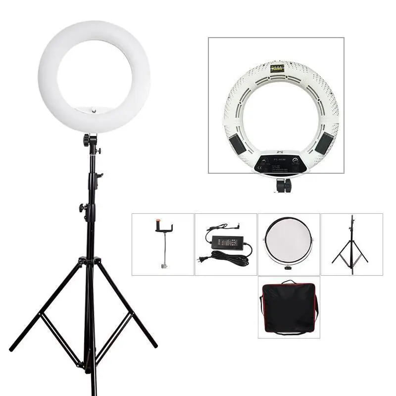 

Yidoblo FS-480II White Photo Studio LED Dimmable Ring Light Lamp + bag + tripod Photographic Lighting 3200-5500K 480LED Lights