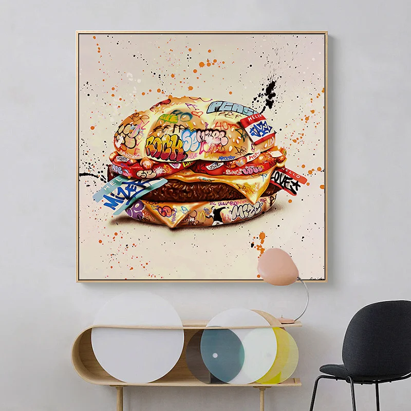 Современное граффити художественный постер и принты гамбургеров уличный