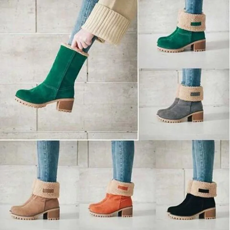 

Winter Warm Boots Ankle Boots Snow Boots Women's Thick-heeled Boots One Shoe and Two Wear