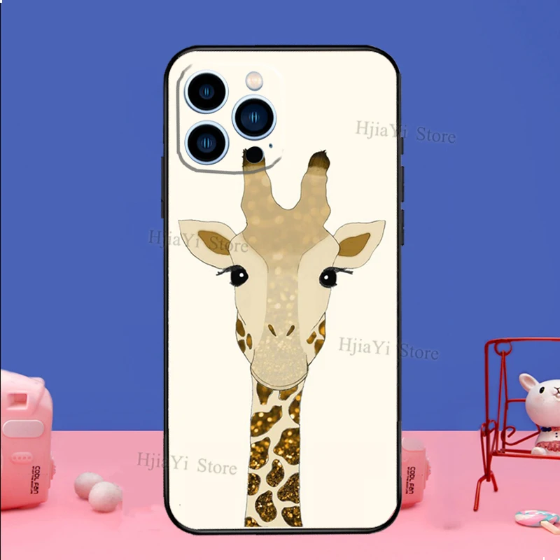 Милый мультяшный чехол с жирафом для iPhone 15 13 14 Pro 12 11 Max 7 8 Plus XR XS X Mini SE2