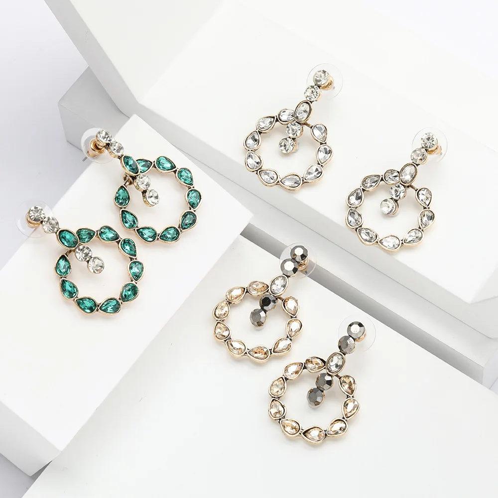 Серьги-подвески с кристаллами в богемном стиле ювелирные изделия модная