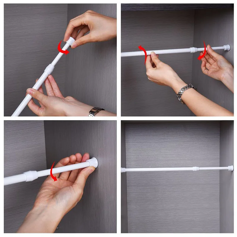 

Adjustable Curtain Rod Metal Spring Loaded Bathroom Bar Shower Extendable Telescopic Poles Rail Hanger Rods muebles P7Ding
