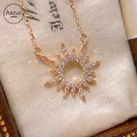 aazuo 18k white gold rose gold real diamonds sun flower necklace with real gold chain 45cm gift for women engagement party au750