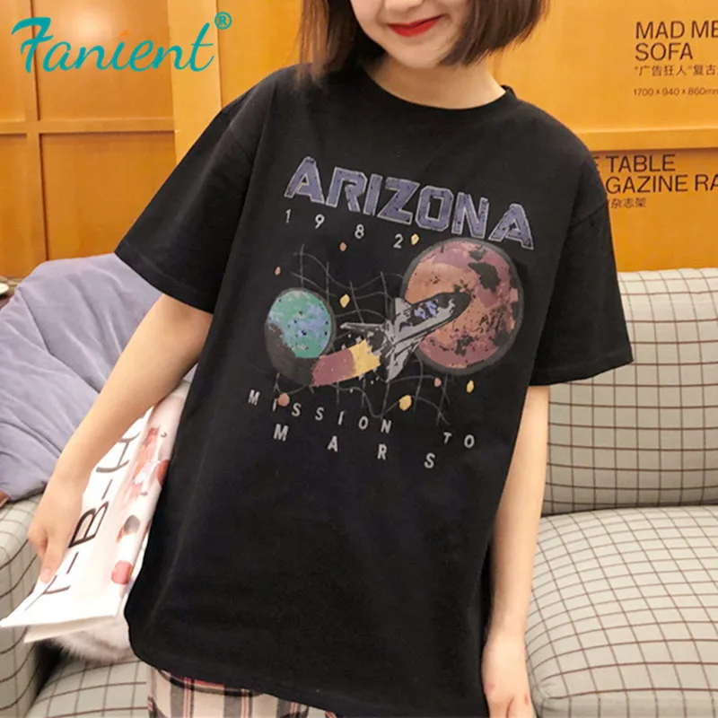 Черная футболка женская одежда 2019 миссия на Марс космический корабль Аризона