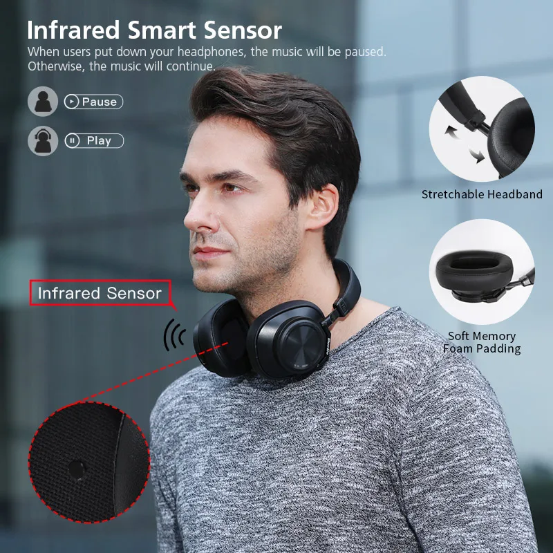 Пользовательский активный шумоподавление с распознаванием лица Bluetooth 5,0 наушники беспроводная гарнитура для телефонов Музыка