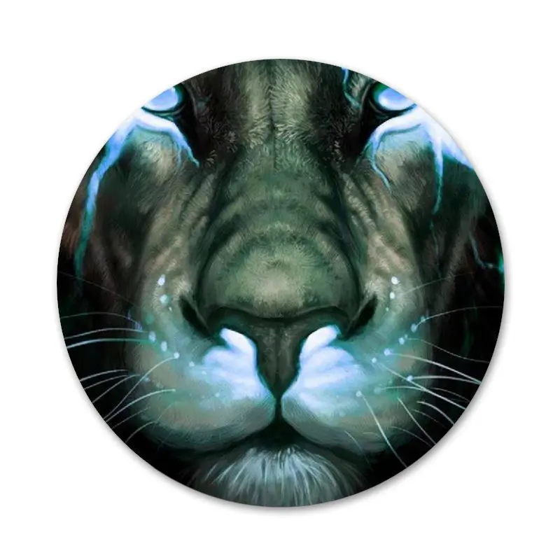 58 мм Красочные лев тигр леопард значок с волком брошь заколка аксессуары для