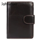 Мужской бумажник из натуральной кожи Johnature, винтажный короткий кошелек из воловьей кожи, многофункциональный кошелек для мелочи, держатель для карт, 2022