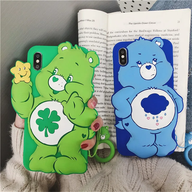 3D мультяшный цветной коричневый медведь силиконовый чехол для iPhone 11 pro max X XS MAX XR 7 8 6 6s Plus милый чехол для телефона чехол s