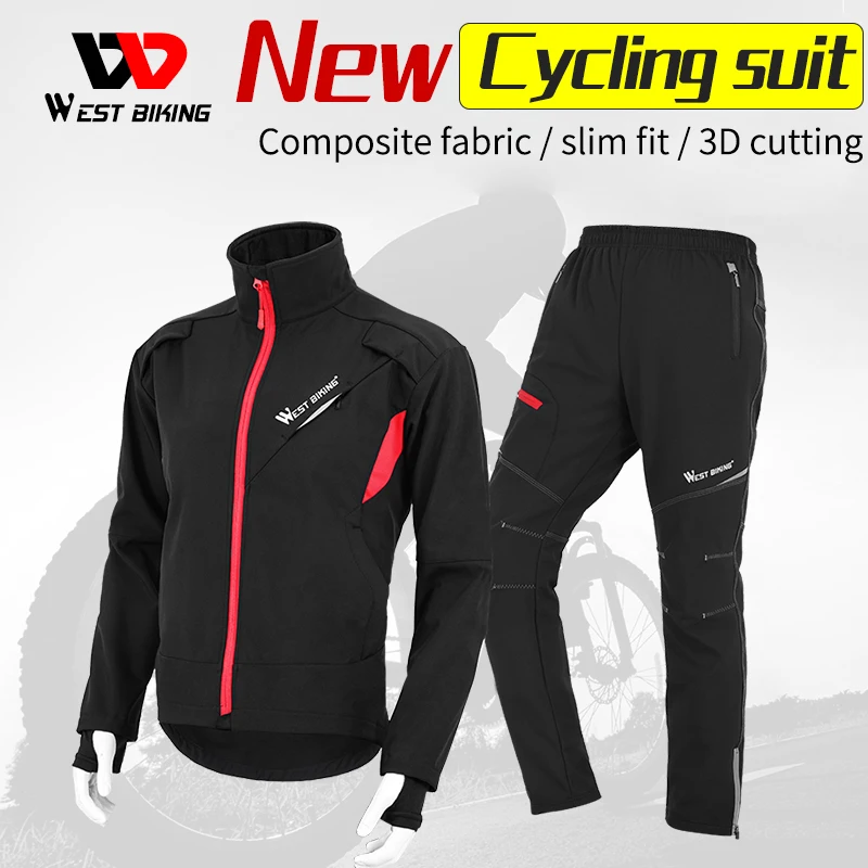 

WEST BIKING Winter Thermal Cycling Running Jacket Windproof Ski Snow Snowboard Jacket and Pants Set Men Women Sportswear Suit